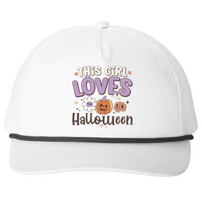 Retro Groovy This Girl Loves Halloween Gift Snapback Five-Panel Rope Hat