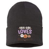 Retro Groovy This Girl Loves Halloween Gift Sustainable Knit Beanie