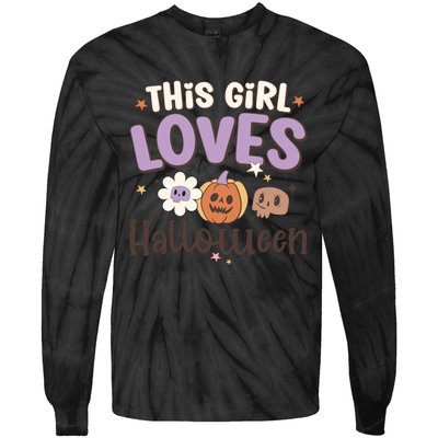 Retro Groovy This Girl Loves Halloween Gift Tie-Dye Long Sleeve Shirt