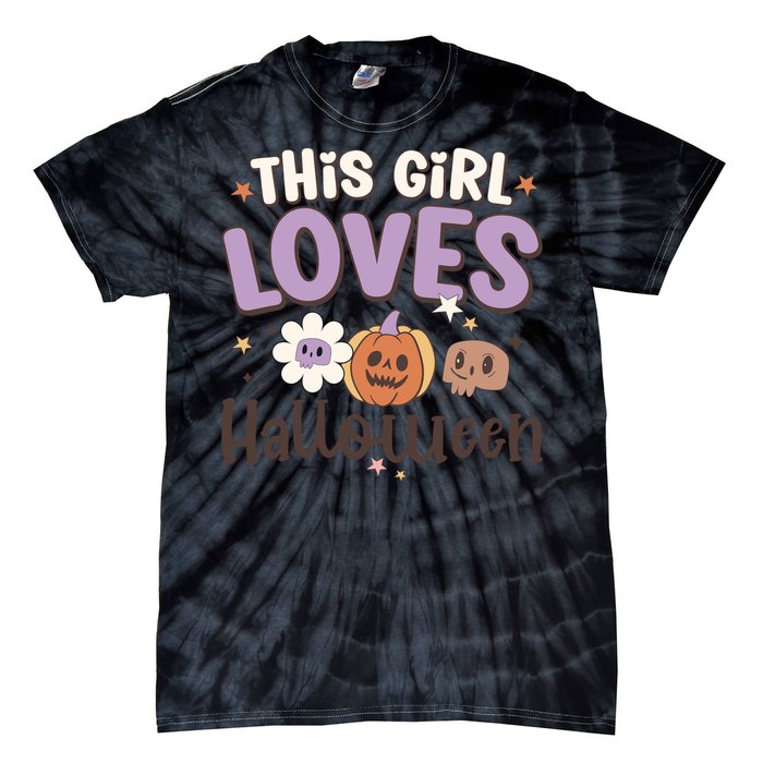 Retro Groovy This Girl Loves Halloween Gift Tie-Dye T-Shirt