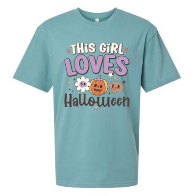 Retro Groovy This Girl Loves Halloween Gift Sueded Cloud Jersey T-Shirt