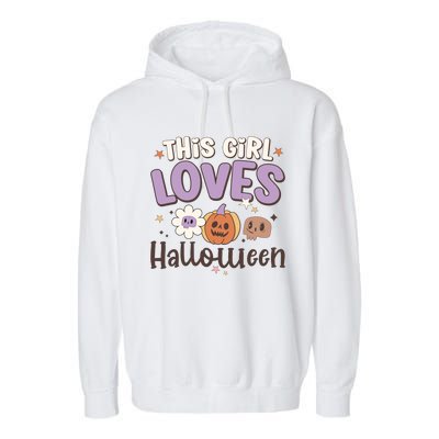 Retro Groovy This Girl Loves Halloween Gift Garment-Dyed Fleece Hoodie