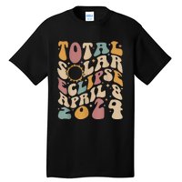 Retro Groovy Total Solar Eclipse April 08 2024 Tall T-Shirt