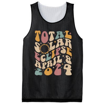 Retro Groovy Total Solar Eclipse April 08 2024 Mesh Reversible Basketball Jersey Tank