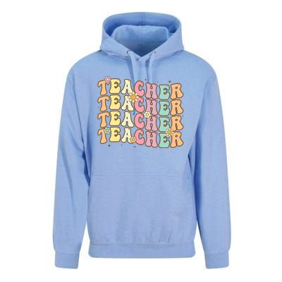 Retro Groovy Teacher Inspirational Colorful Back To School Unisex Surf Hoodie