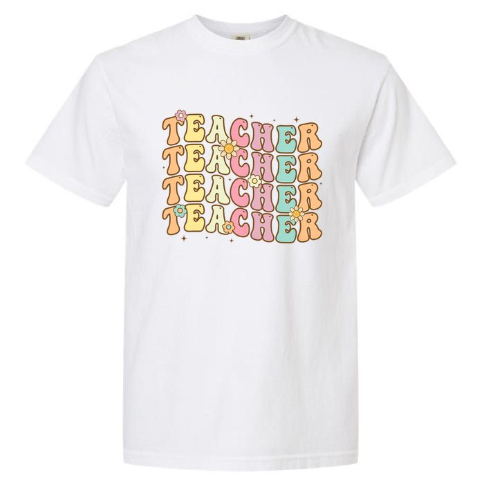 Retro Groovy Teacher Inspirational Colorful Back To School Garment-Dyed Heavyweight T-Shirt