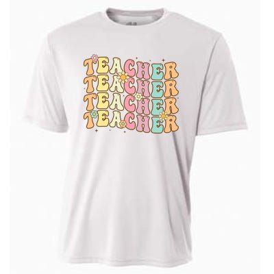 Retro Groovy Teacher Inspirational Colorful Back To School Cooling Performance Crew T-Shirt