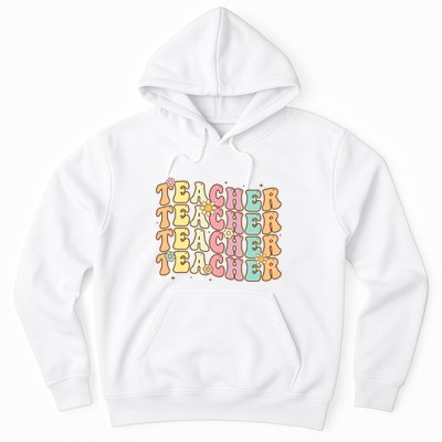 Retro Groovy Teacher Inspirational Colorful Back To School Hoodie