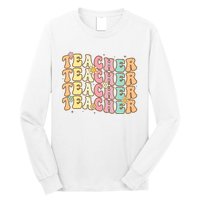 Retro Groovy Teacher Inspirational Colorful Back To School Long Sleeve Shirt