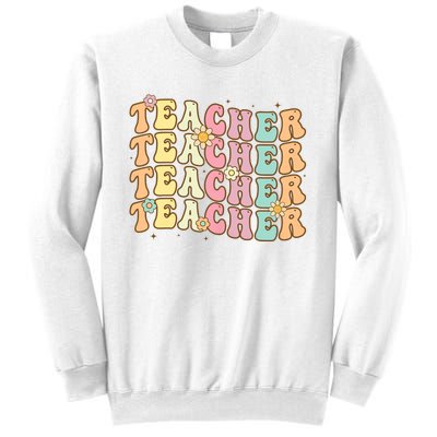 Retro Groovy Teacher Inspirational Colorful Back To School Sweatshirt