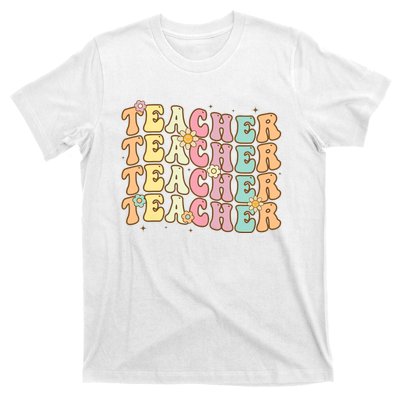 Retro Groovy Teacher Inspirational Colorful Back To School T-Shirt