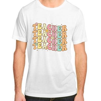 Retro Groovy Teacher Inspirational Colorful Back To School Adult ChromaSoft Performance T-Shirt