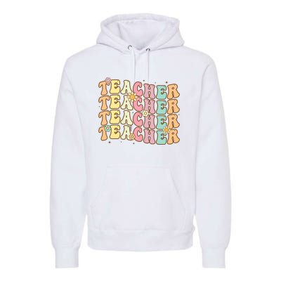 Retro Groovy Teacher Inspirational Colorful Back To School Premium Hoodie