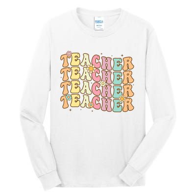 Retro Groovy Teacher Inspirational Colorful Back To School Tall Long Sleeve T-Shirt