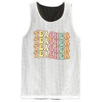 Retro Groovy Teacher Inspirational Colorful Back To School Mesh Reversible Basketball Jersey Tank