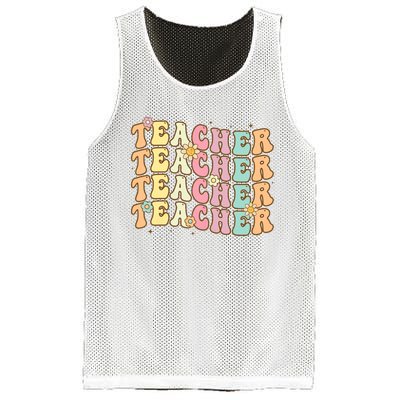 Retro Groovy Teacher Inspirational Colorful Back To School Mesh Reversible Basketball Jersey Tank