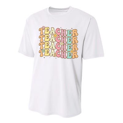 Retro Groovy Teacher Inspirational Colorful Back To School Performance Sprint T-Shirt