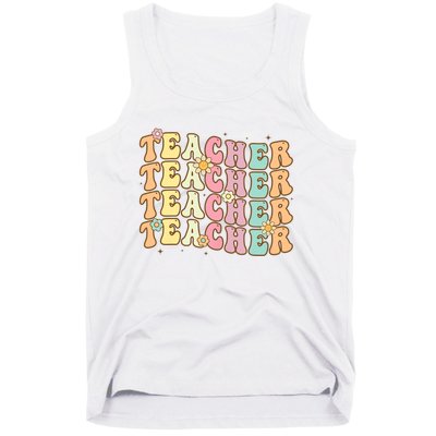 Retro Groovy Teacher Inspirational Colorful Back To School Tank Top