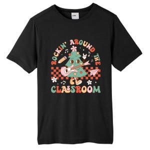 Retro Groovy Teacher Christmas Rockin Around The Classroom Gift Tall Fusion ChromaSoft Performance T-Shirt