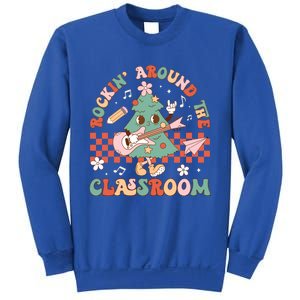 Retro Groovy Teacher Christmas Rockin Around The Classroom Gift Sweatshirt