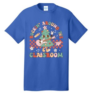 Retro Groovy Teacher Christmas Rockin Around The Classroom Gift Tall T-Shirt