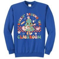 Retro Groovy Teacher Christmas Rockin Around The Classroom Gift Tall Sweatshirt