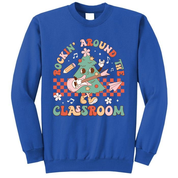 Retro Groovy Teacher Christmas Rockin Around The Classroom Gift Tall Sweatshirt