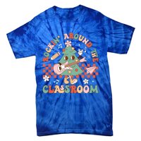 Retro Groovy Teacher Christmas Rockin Around The Classroom Gift Tie-Dye T-Shirt