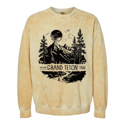 Retro Grand Teton National Park Us Vintage Grand Teton Colorblast Crewneck Sweatshirt