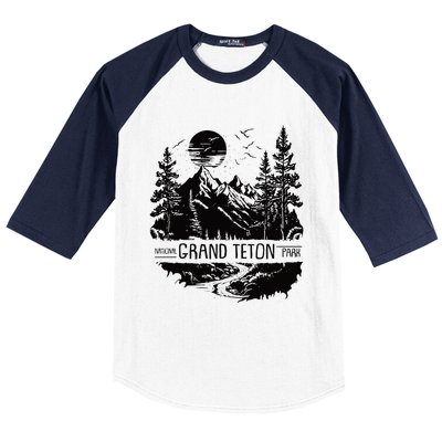 Retro Grand Teton National Park Us Vintage Grand Teton Baseball Sleeve Shirt