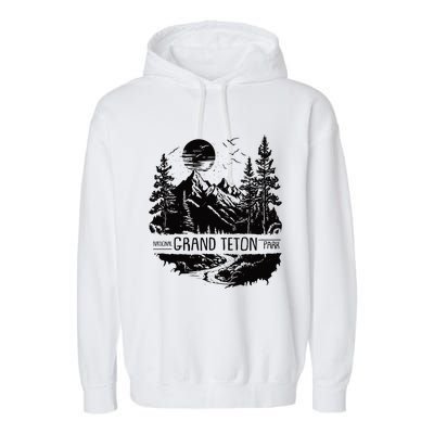 Retro Grand Teton National Park Us Vintage Grand Teton Garment-Dyed Fleece Hoodie