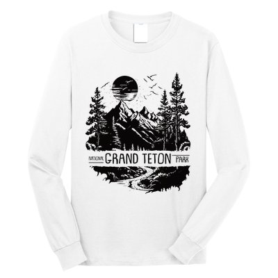 Retro Grand Teton National Park Us Vintage Grand Teton Long Sleeve Shirt