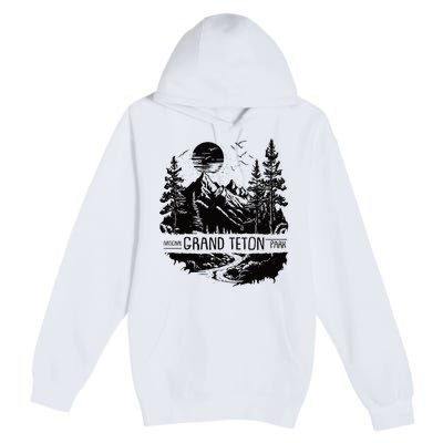 Retro Grand Teton National Park Us Vintage Grand Teton Premium Pullover Hoodie