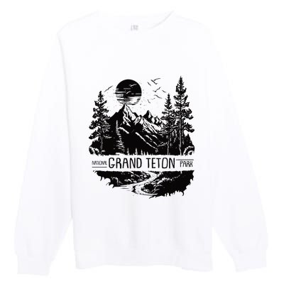 Retro Grand Teton National Park Us Vintage Grand Teton Premium Crewneck Sweatshirt