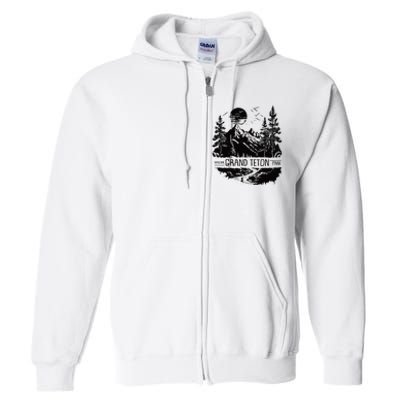 Retro Grand Teton National Park Us Vintage Grand Teton Full Zip Hoodie