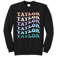 Retro Groovy T.AYLOR First Name Personalized Birthday Sweatshirt