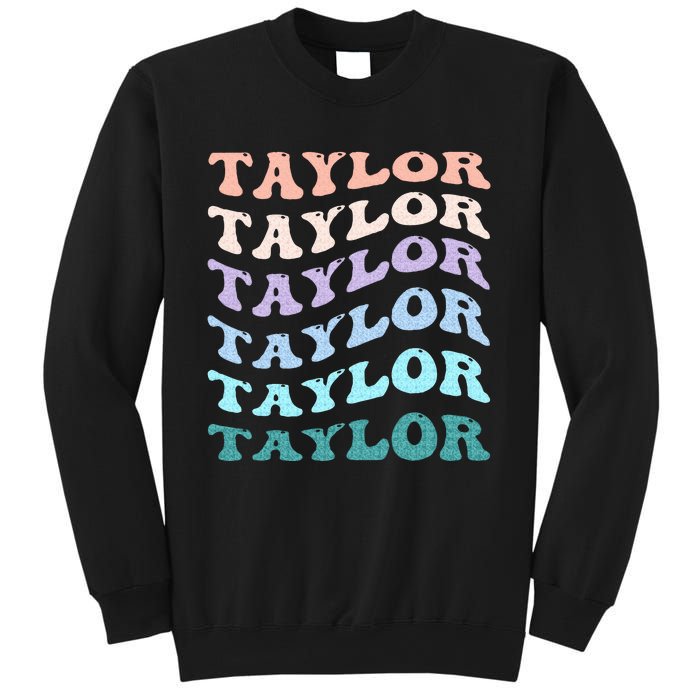 Retro Groovy T.AYLOR First Name Personalized Birthday Sweatshirt