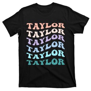 Retro Groovy T.AYLOR First Name Personalized Birthday T-Shirt