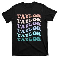 Retro Groovy T.AYLOR First Name Personalized Birthday T-Shirt