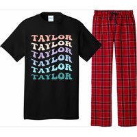 Retro Groovy T.AYLOR First Name Personalized Birthday Pajama Set