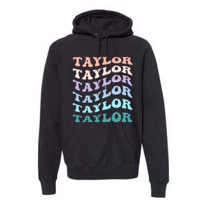 Retro Groovy T.AYLOR First Name Personalized Birthday Premium Hoodie