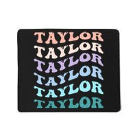 Retro Groovy T.AYLOR First Name Personalized Birthday Mousepad