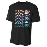 Retro Groovy T.AYLOR First Name Personalized Birthday Performance Sprint T-Shirt