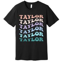 Retro Groovy T.AYLOR First Name Personalized Birthday Premium T-Shirt