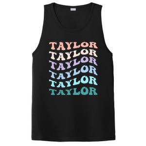 Retro Groovy T.AYLOR First Name Personalized Birthday PosiCharge Competitor Tank