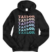 Retro Groovy T.AYLOR First Name Personalized Birthday Tie Dye Hoodie