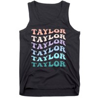 Retro Groovy T.AYLOR First Name Personalized Birthday Tank Top