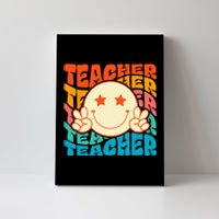 Retro Groovy Teacher Crew Smile Face Elementary School Canvas