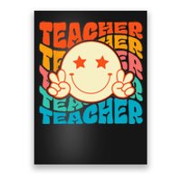 Retro Groovy Teacher Crew Smile Face Elementary School Poster