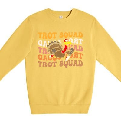 Retro Groovy Turkey Trot Squad Thanksgiving Turkey Runner Meaningful Gift Premium Crewneck Sweatshirt